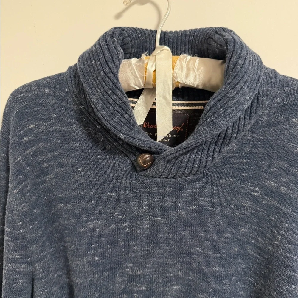 Vintage weatherproof Men's Deep Blue Shawl Collar Sweater